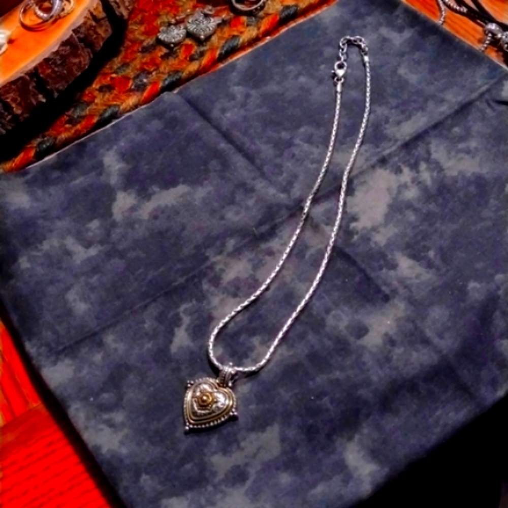 BRIGHTON Two-Tone Heart Pendant Necklace in Silver and Gold - Picture 3 of 3
